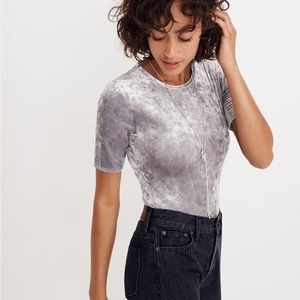 Madewell Crushed Velvet Short Sleeve Bodysuit